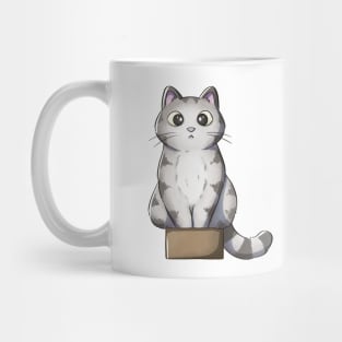 Tabby Cat Sitting In Small Box Mug